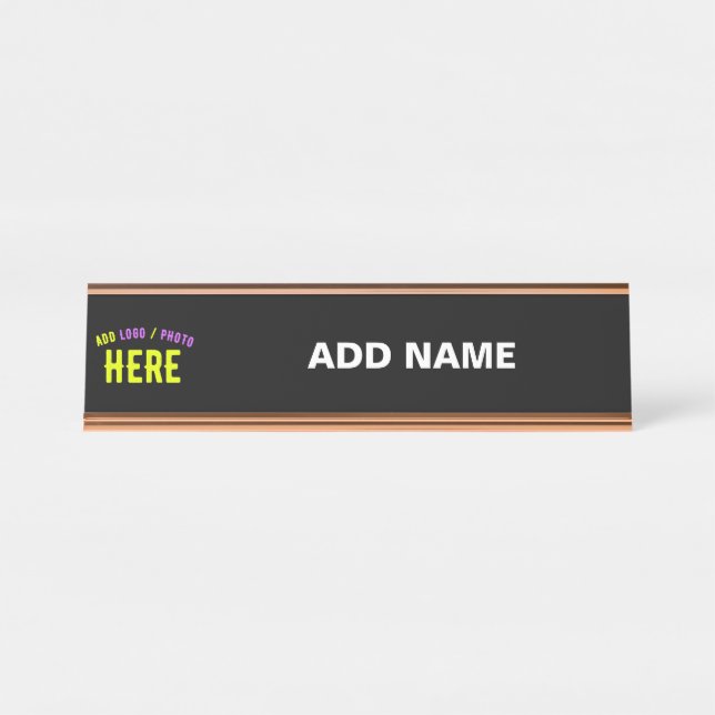 PLACA DE NOMBRE PERSONALIZABLE MODERNO ESTILO NEGRO VERIFICADO MAR (Anverso)