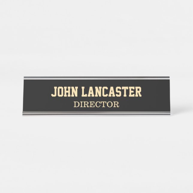 Placa De Nombre Personalizable negro elegante (Anverso)