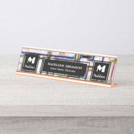 Placa De Nombre Personalización de monograma moderno profesional e