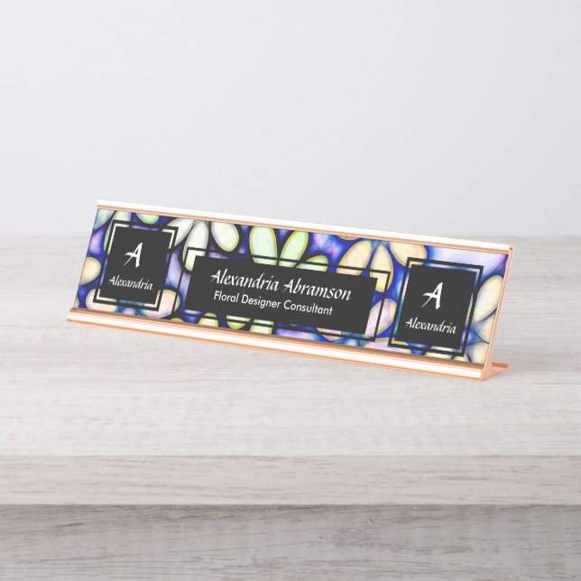 Placa De Nombre Personalización de monograma moderno profesional e (Anverso)