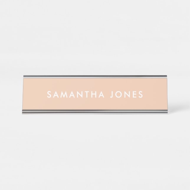 Placa de nombre personalizada beige simple moderna (Anverso)
