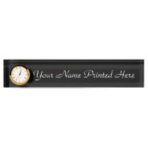 Placa de nombre personalizada con reloj