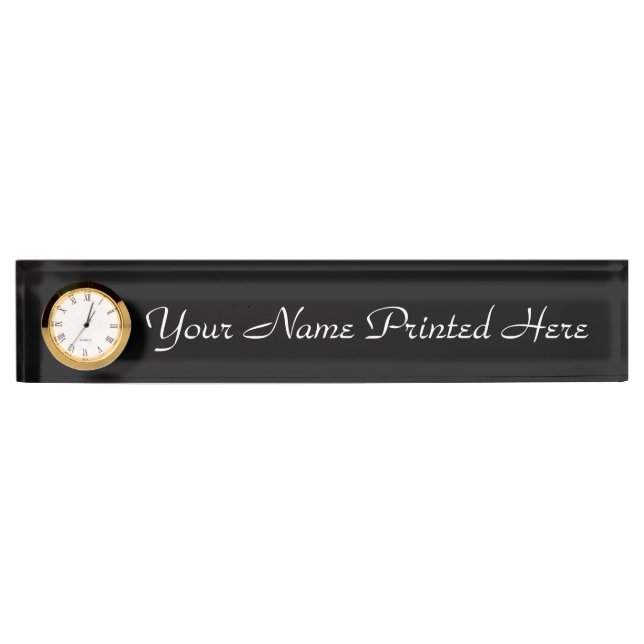 Placa de nombre personalizada con reloj (Anverso)
