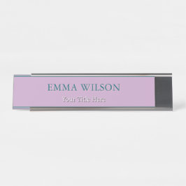 Placa de nombre personalizada de lavanda y título 