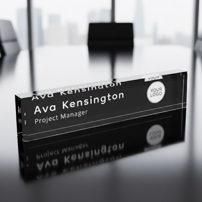 Placa de nombre personalizada moderna con logotipo (Subido por el creador)