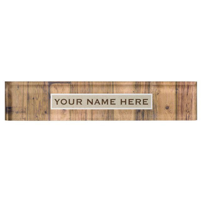 Placa de nombre personalizada Rustic Barn Wood & K (Anverso)