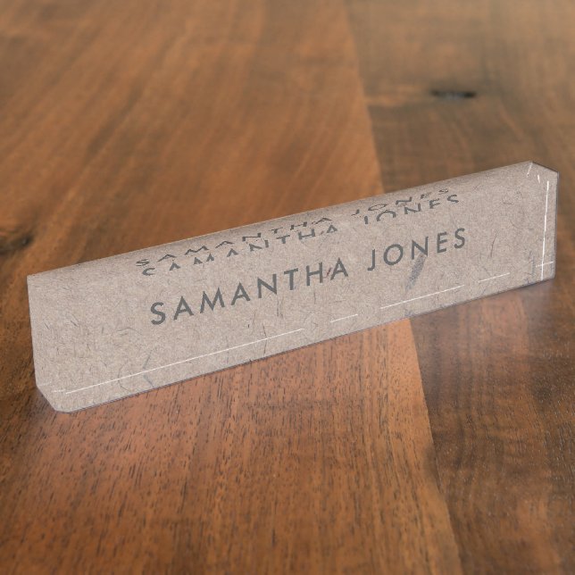 Placa de nombre personalizada rústica de papel rec (Lateral)