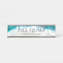 Placa De Nombre Personalizado Beach Elegant Profesional Moderno Es