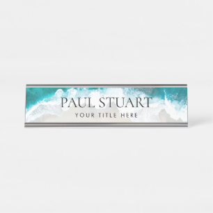 Placa De Nombre Personalizado Beach Elegant Profesional Moderno Es