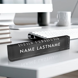 Placa De Nombre Personalizado blanco negro moderno simple Minimali
