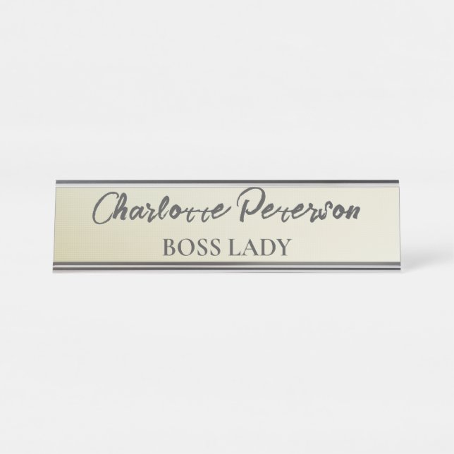 Placa De Nombre Personalizado Boss Lady Funny (Anverso)