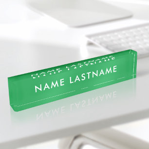 Placa De Nombre Personalizado Bright Kelly Green Modern Simple Min
