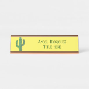 Placa De Nombre Personalizado de Cactus Happy Day of the Dead