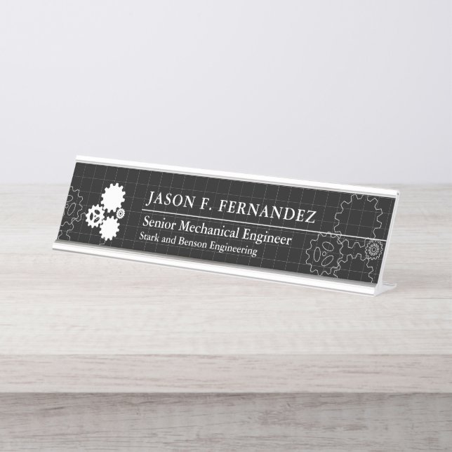 Placa De Nombre Personalizado de estilo de impresión azul ingenier (Anverso)