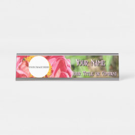 Placa De Nombre Personalizado de flores rosadas Zinnia Nombre del 