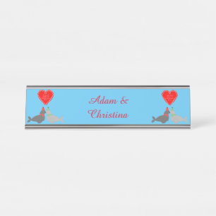 Placa De Nombre Personalizado de focos de besos de Navidades íntim