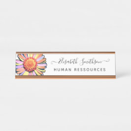 Placa De Nombre Personalizado de margarita simple elegante floral 