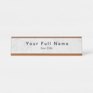 Placa De Nombre Personalizado de Piedra Blanca Gris Minimalista
