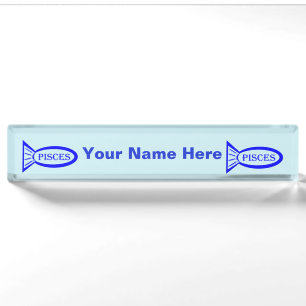 Placa De Nombre Personalizado de Piscis Star Sign Fish