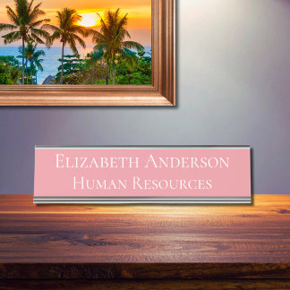 Placa De Nombre Personalizado de recursos humanos Rosa