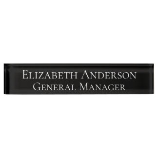 Placa De Nombre Personalizado Elegant Black Business Name Plate