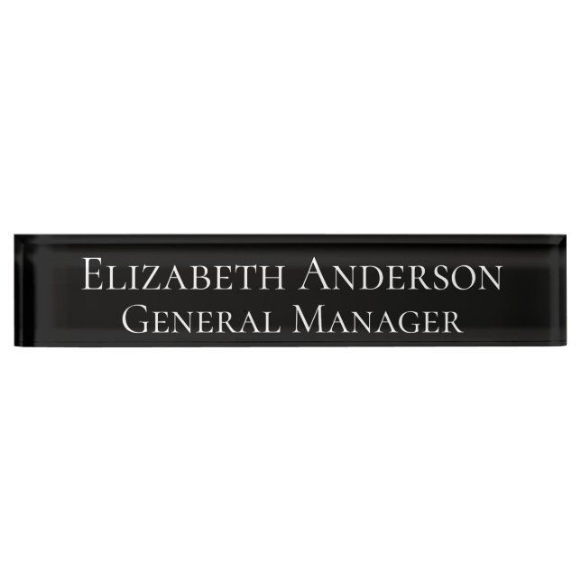 Placa De Nombre Personalizado Elegant Black Business Name Plate (Anverso)