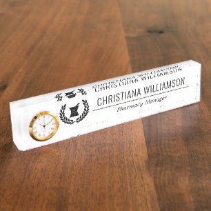 Placa De Nombre Personalizado Elegante Empleado de Farmacia Farmac