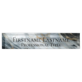 Placa De Nombre Personalizado Elegante Mármol Moderno Acrílico