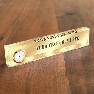 Placa De Nombre Personalizado Elegante Plantilla Con Glam Gold Rel