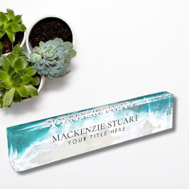 Placa De Nombre Personalizado Elegante Playa Moderna Profesional