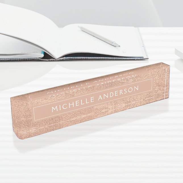 Placa De Nombre Personalizado elegante Relieve metalizado dorado r (Subido por el creador)