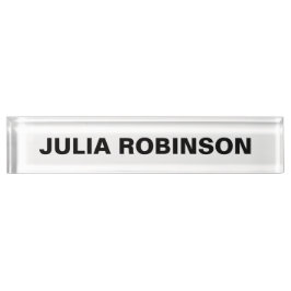 PLACA DE NOMBRE PERSONALIZADO EN BLANCO Y NEGRO MÍNIMO SENCILLO