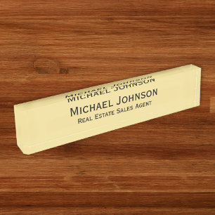 Placa De Nombre Personalizado Faux Gold Modern Professional Office