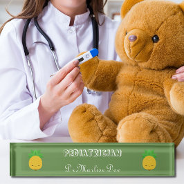 Placa De Nombre Personalizado Green Pineapple Pediatra Desk Namepl