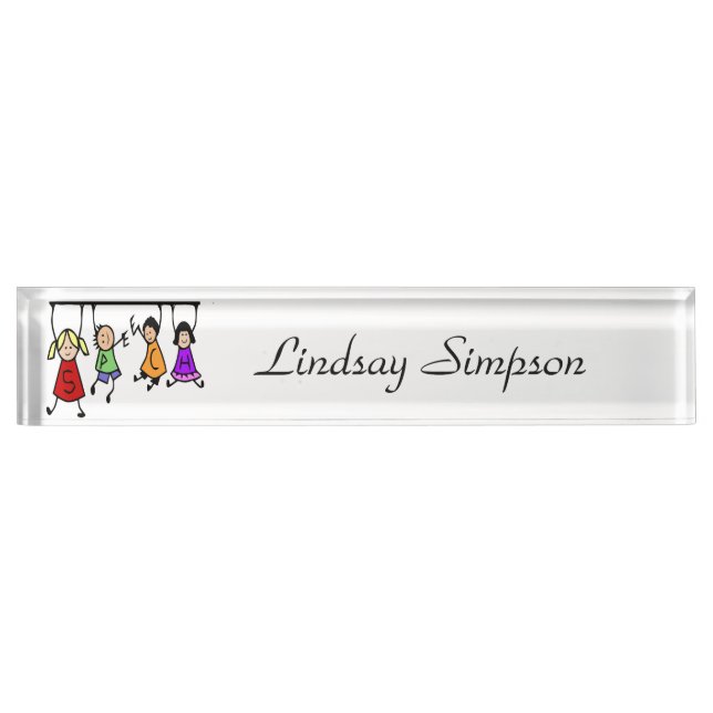 Placa De Nombre Personalizado Infantil Infantil Con Palabras De Di (Anverso)