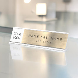 Placa De Nombre Personalizado Logotipo Executive Gold Profesional