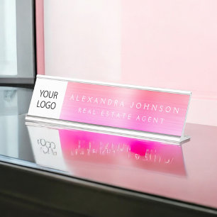 Placa De Nombre Personalizado Logotipo Naranja ejecutivo Profesion