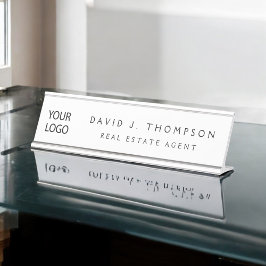 Placa De Nombre Personalizado Logotipo Profesional blanco ejecutiv