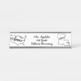 Placa De Nombre Personalizado Louisiana Estado US Home Line Art