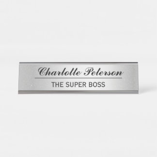 Placa De Nombre Personalizado Metal Plateado Divertido