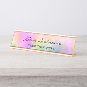 Placa De Nombre Personalizado minimalista elegante azul rosado hol