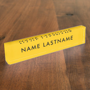 Placa De Nombre Personalizado moderno amarillo brillante simple Mi