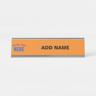 PLACA DE NOMBRE PERSONALIZADO MODERNO ESTILO NARANJA OSCURO VERIFI
