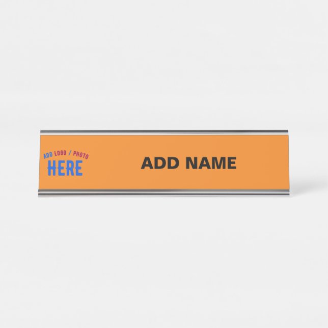PLACA DE NOMBRE PERSONALIZADO MODERNO ESTILO NARANJA OSCURO VERIFI (Anverso)