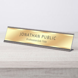 Placa De Nombre Personalizado Moderno Y Elegante Plantilla Negro Y