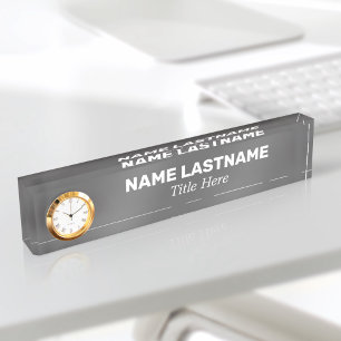 Placa De Nombre Personalizado Negrita Simple Gris Minimalista Relo