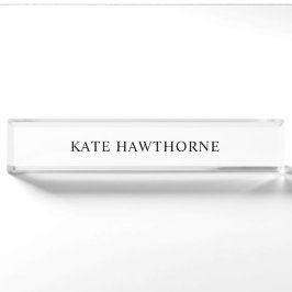 Placa De Nombre Personalizado negro y blanco elegante minimalista