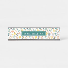 Placa De Nombre Personalizado Nombre del profesor Patrón de alfabe