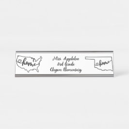 Placa De Nombre Personalizado Oklahoma State US Home Line Art