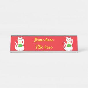 Placa De Nombre Personalizado Oriental Lucky Cat